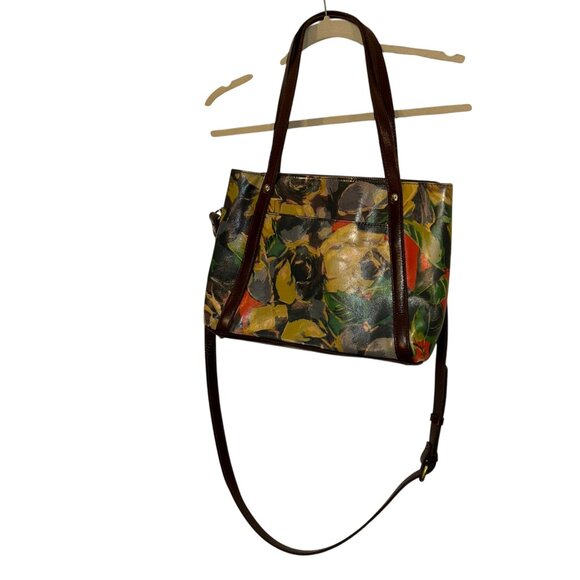 patricia nash STUNNING Fall painted Floral print leather cross body satchel bag - Picture 5 of 9